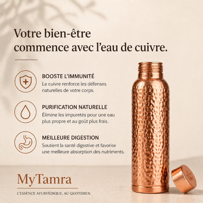 Gourde en Cuivre Pur – CollectionCuivrée | L’Eau Purifiée Naturellement, Sans Plastique