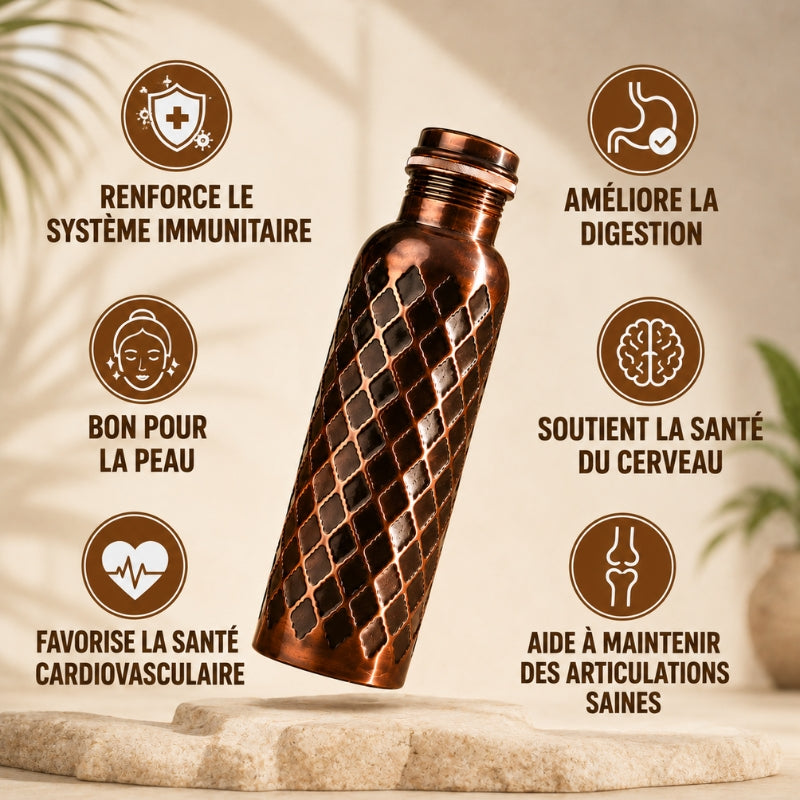 Gourde Diamond CollectionCuivrée – Cuivre Pur Massif 99,9 %
