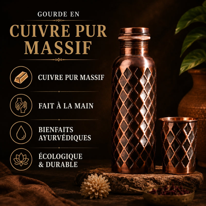 Gourde Diamond CollectionCuivrée – Cuivre Pur Massif 99,9 %